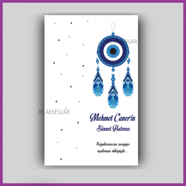 Nazar Boncuk Temalı - Hediyelik Anahtarlık İsim Kartı