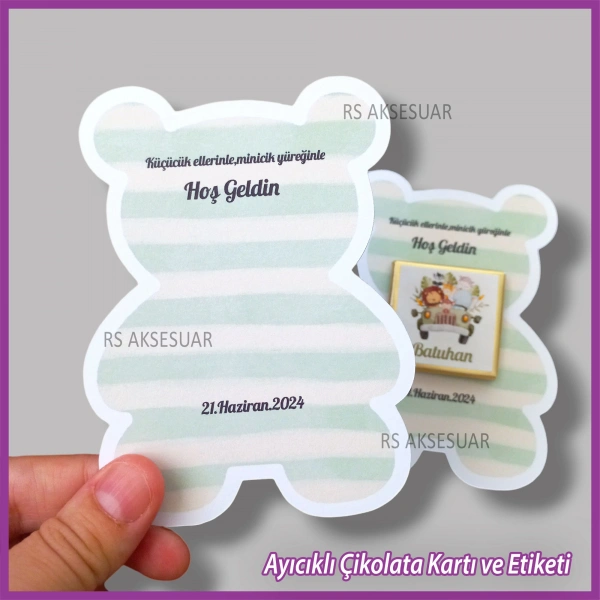 Ayıcıklı Bebek Çikolatası Kartı ve Etiketi - rs5666