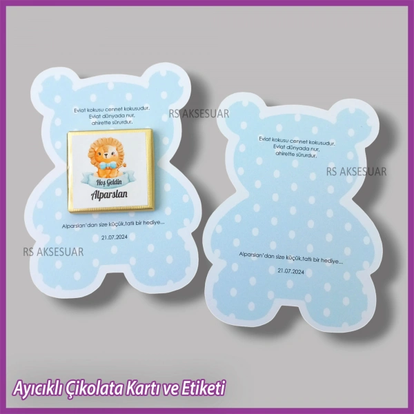 Ayıcıklı Bebek Çikolatası Kartı ve Etiketi - rs5667