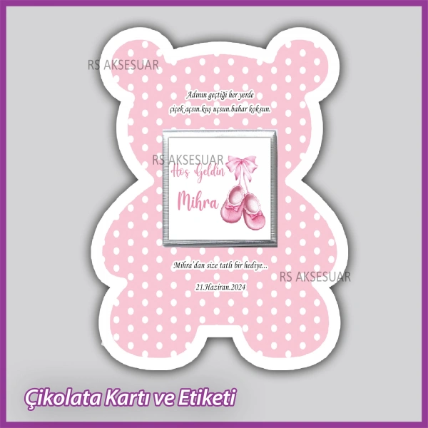 Ayıcıklı Bebek Çikolatası Kartı ve Etiketi - rs5677