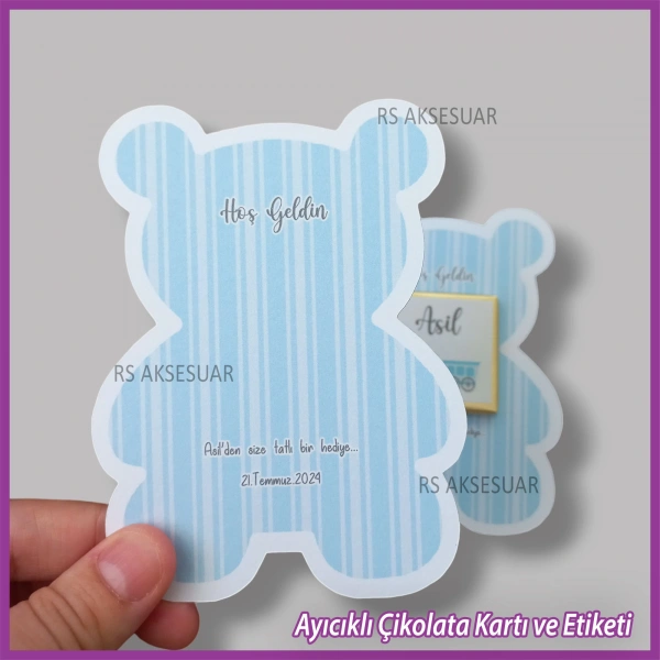 Ayıcıklı Bebek Çikolatası Kartı ve Etiketi - rs5662