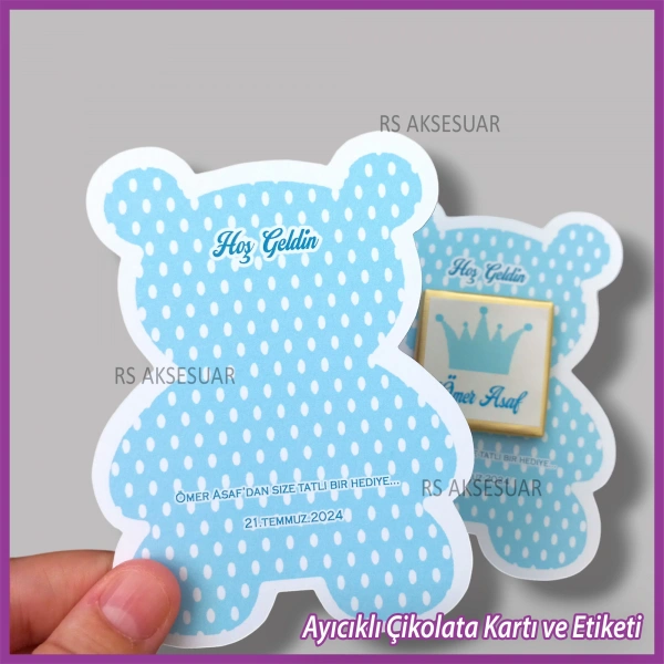 Ayıcıklı Bebek Çikolatası Kartı ve Etiketi - rs5663