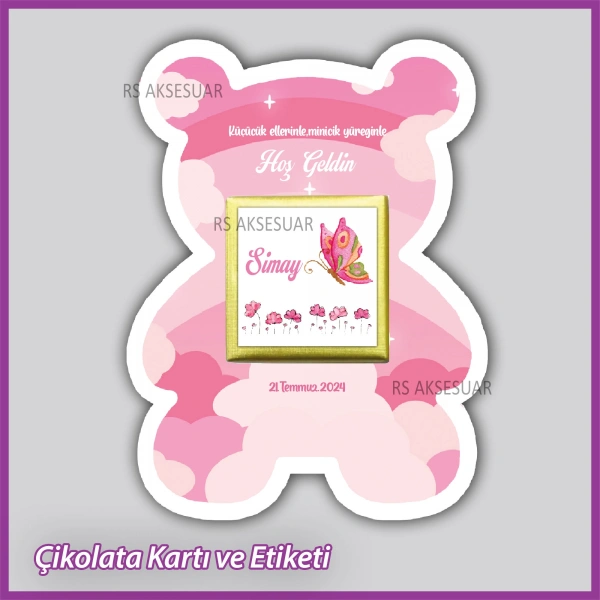 Ayıcıklı Bebek Çikolatası Kartı ve Etiketi - rs5680