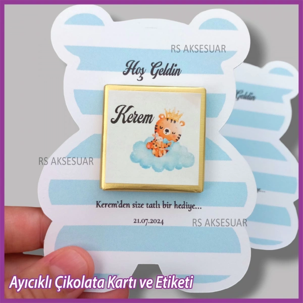 Ayıcıklı Bebek Çikolatası Kartı ve Etiketi - rs5660