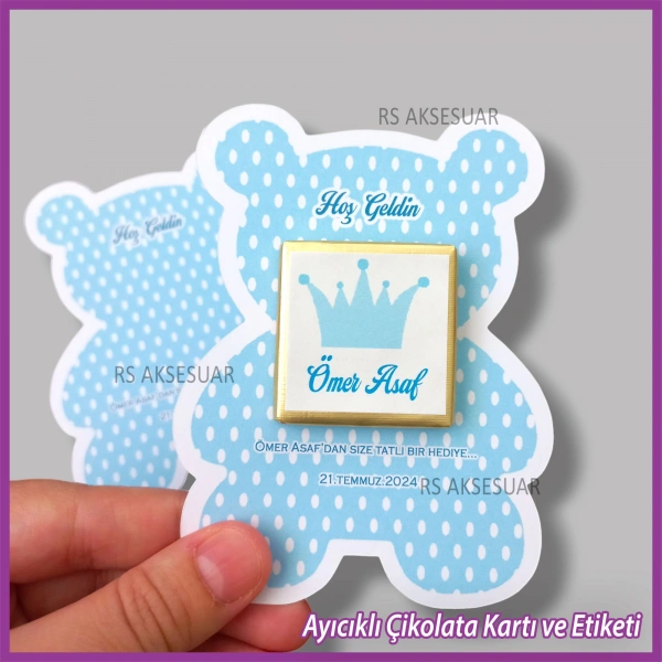 Ayıcıklı Bebek Çikolatası Kartı ve Etiketi - rs5663
