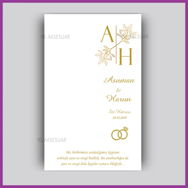 Söz - Nişan Hediyelik Anahtarlık İsim Kartı