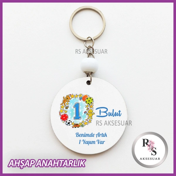 1 Yaş Baskılı Anahtarlık -uv86