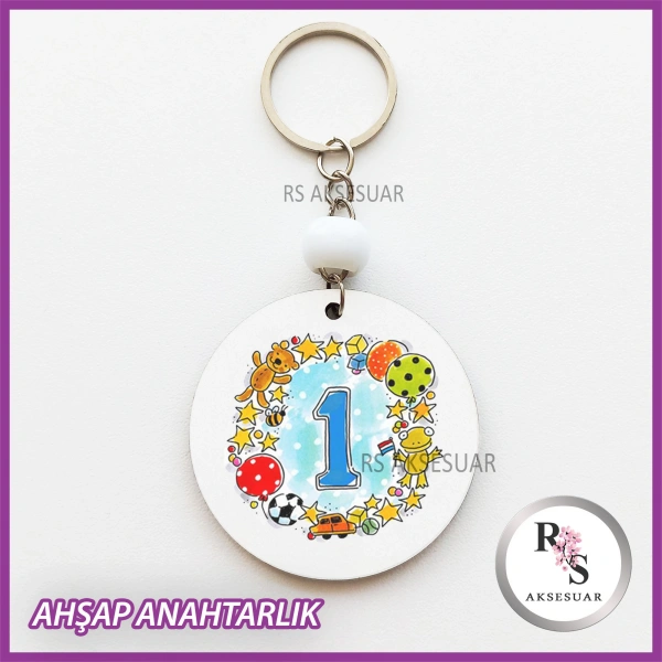1 Yaş Baskılı Anahtarlık -uv86