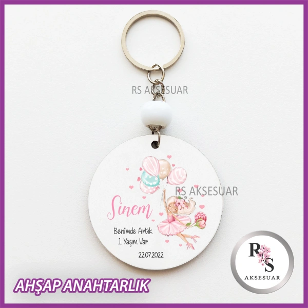 Balonlu Kız Baskılı Anahtarlık -uv69