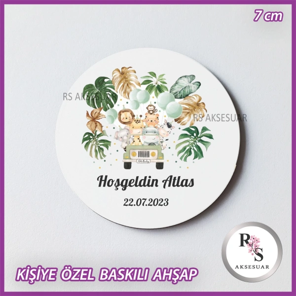 Hayvan Baskılı Ahşap Bebek Hediyelik -uv5