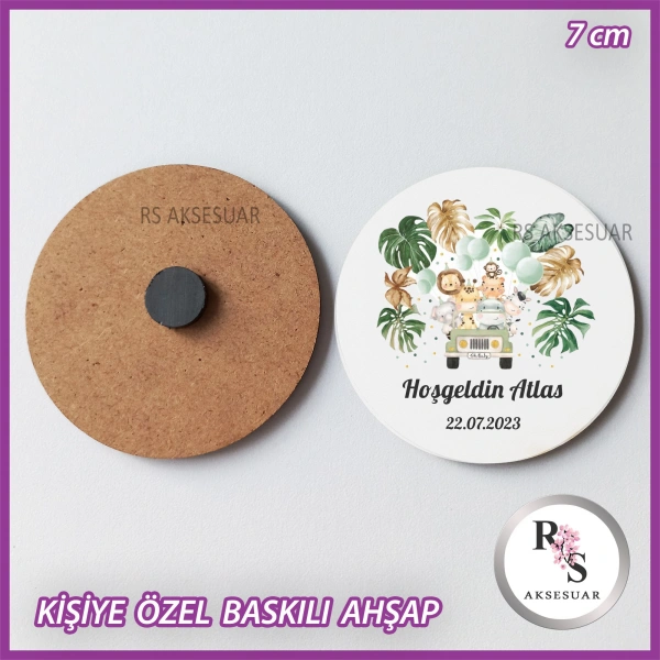 Hayvan Baskılı Ahşap Bebek Hediyelik -uv5