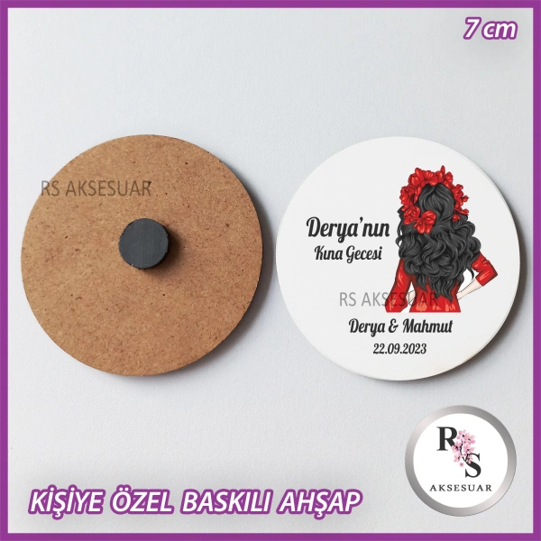 Baskılı Ahşap Nikah-Kına Hediyelik -uv40