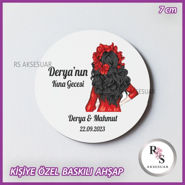 Baskılı Ahşap Nikah-Kına Hediyelik -uv40