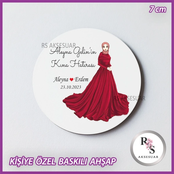 Baskılı Ahşap Nikah-Kına Hediyelik -uv41