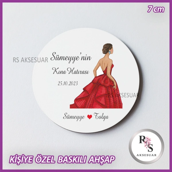 Baskılı Ahşap Nikah-Kına Hediyelik -uv42