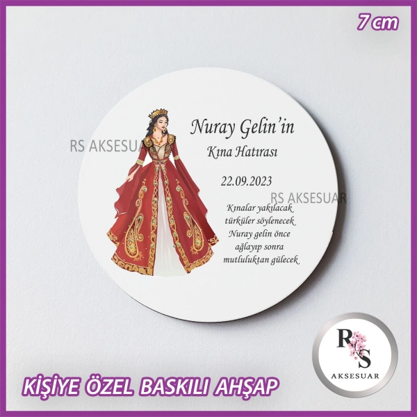 Baskılı Ahşap Nikah-Kına Hediyelik -uv44