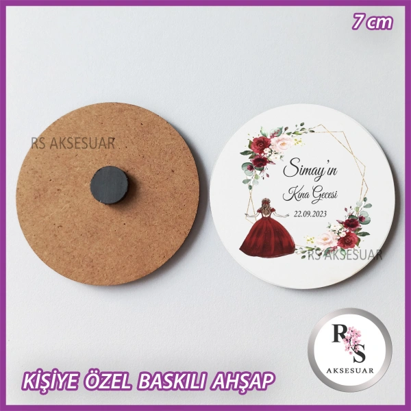 Baskılı Ahşap Nikah-Kına Hediyelik -uv45