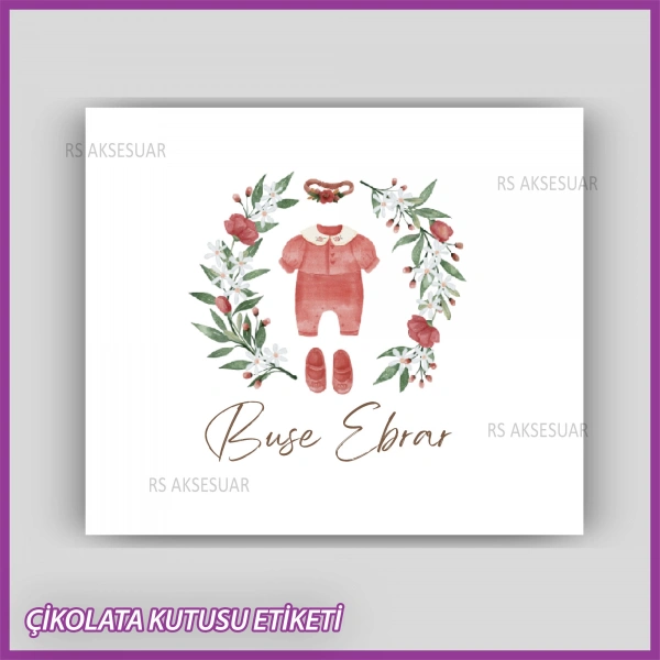 Bebek Çikolatası Kutu Etiketi - Yapışkanlı Sticker -CE184