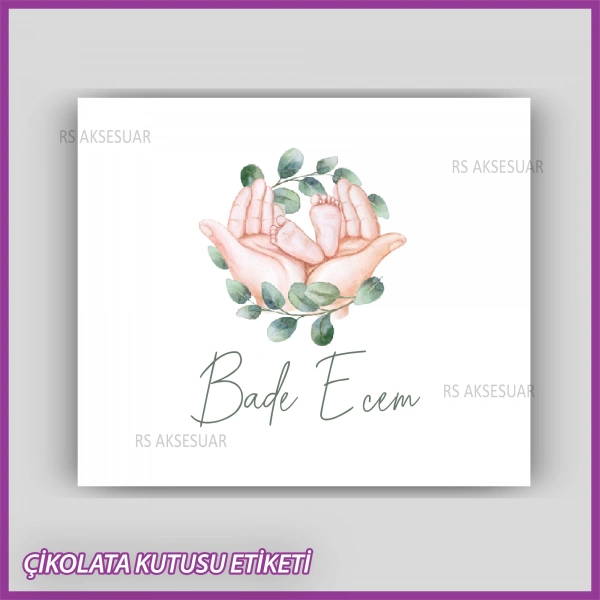 Bebek Çikolatası Kutu Etiketi - Yapışkanlı Sticker -CE191