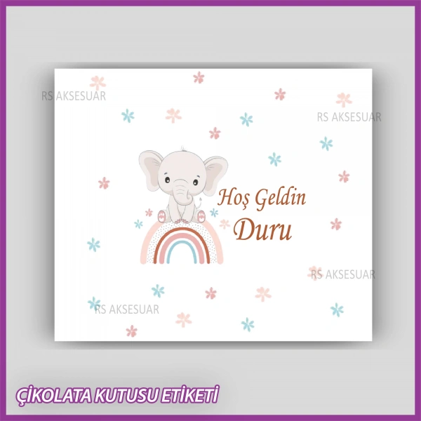 Bebek Çikolatası Kutu Etiketi - Yapışkanlı Sticker -CE202