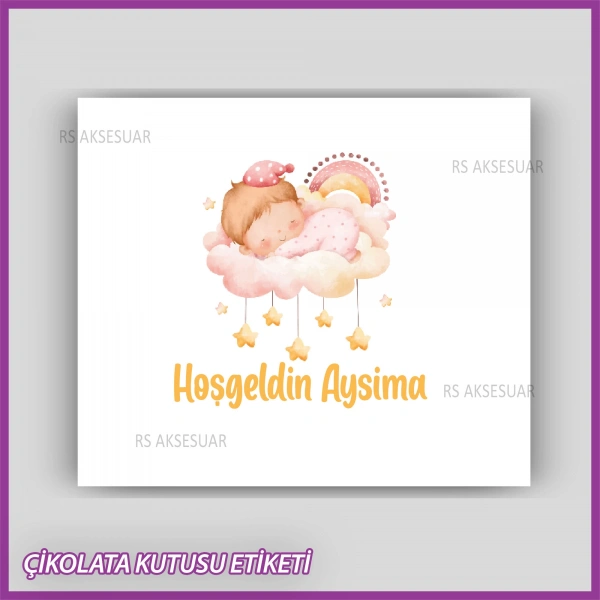 Bebek Çikolatası Kutu Etiketi - Yapışkanlı Sticker -CE204