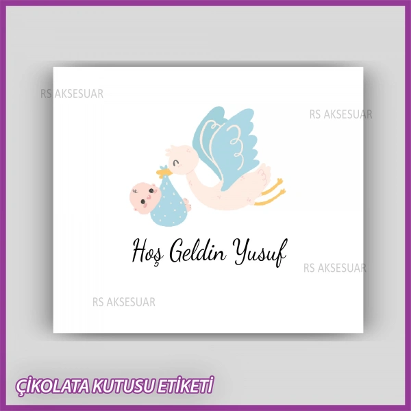 Bebek Çikolatası Kutu Kapak Etiketi - Yapışkanlı Sticker -CE214