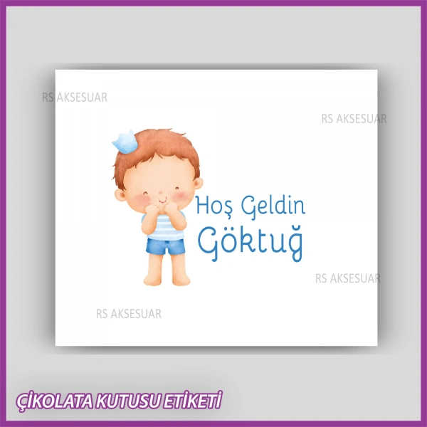 Bebek Çikolatası Kutu Kapak Etiketi - Yapışkanlı Sticker -CE221
