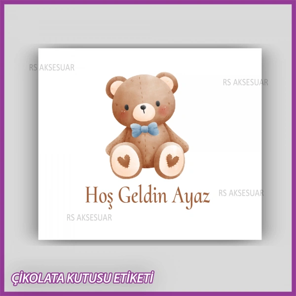 Bebek Çikolatası Kutu Kapak Etiketi - Yapışkanlı Sticker -CE223