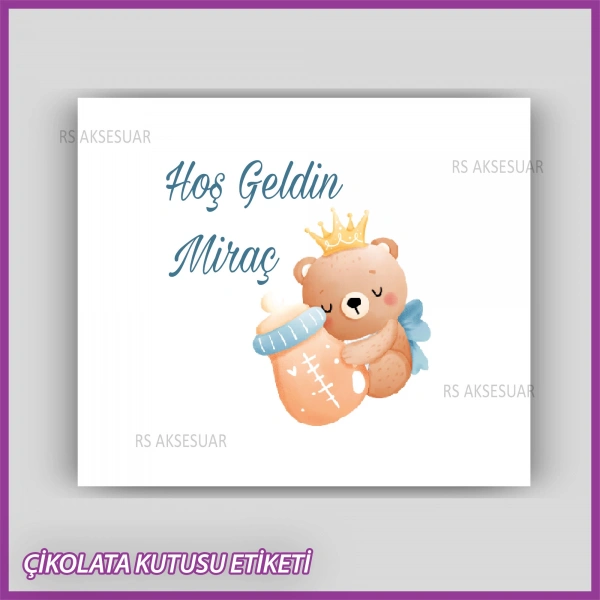 Bebek Çikolatası Kutu Kapak Etiketi - Yapışkanlı Sticker -CE226