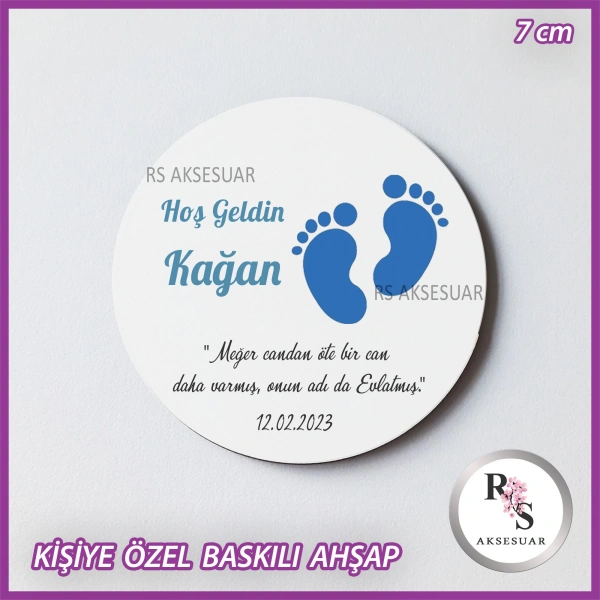 Ayak izi Baskılı Ahşap Bebek Hediyelik -uv16