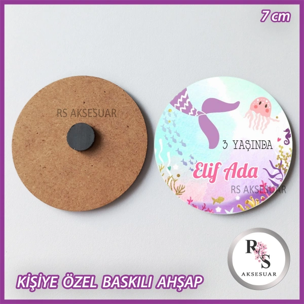 Deniz Kızı Baskılı Ahşap Doğum Günü Hediyelik -uv35