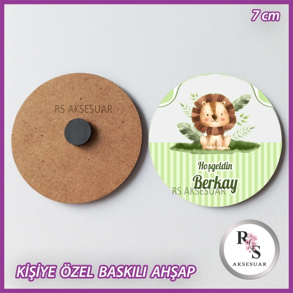 Aslan Baskılı Ahşap Doğum Günü Hediyelik -uv37
