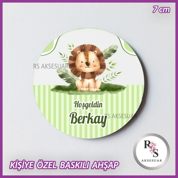 Aslan Baskılı Ahşap Doğum Günü Hediyelik -uv37