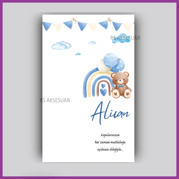 Ayıcık Temalı - Hediyelik Yıldız Anahtarlık İsim Kartı