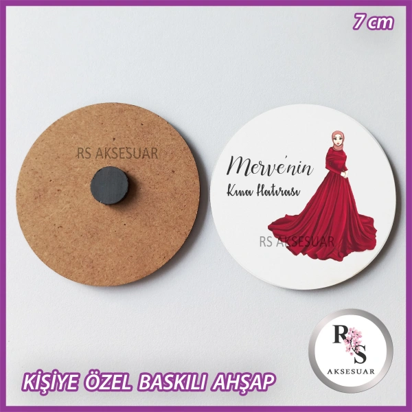 Baskılı Ahşap Nikah-Kına Hediyelik -uv39
