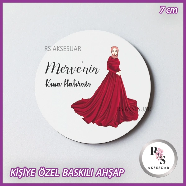 Baskılı Ahşap Nikah-Kına Hediyelik -uv39