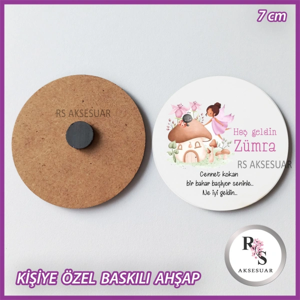 Peri Baskılı Ahşap Bebek Hediyelik -uv3