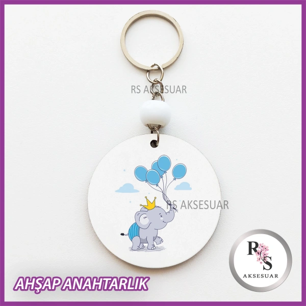 Balonlu Fil Baskılı Anahtarlık -uv85