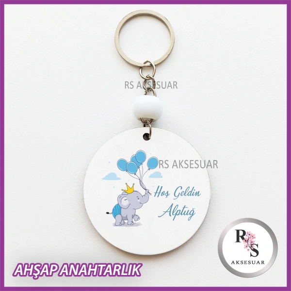 Balonlu Fil Baskılı Anahtarlık -uv85