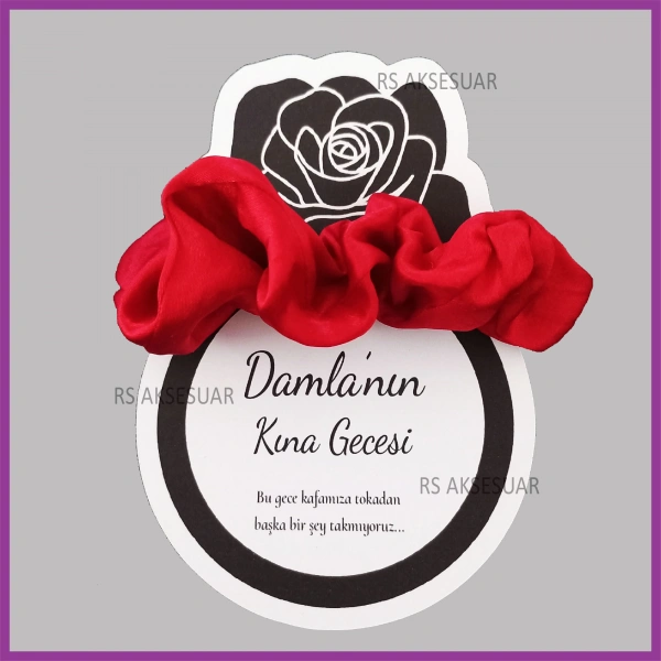 Güllü Yüzük Lastik Toka Kartı -Nikah, Nişan, Kına Hatırası - rs5535