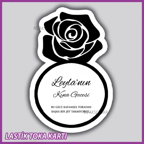 Güllü Yüzük Lastik Toka Kartı -Nikah, Nişan, Kına Hatırası - rs5530