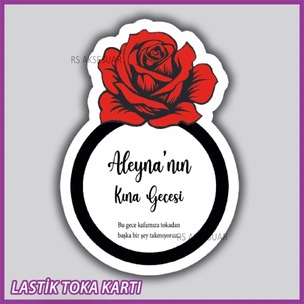 Güllü Yüzük Lastik Toka Kartı -Nikah, Nişan, Kına Hatırası - rs5531