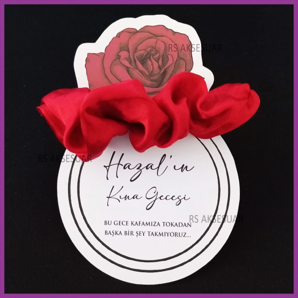 Güllü Yüzük Lastik Toka Kartı -Nikah, Nişan, Kına Hatırası - rs5534