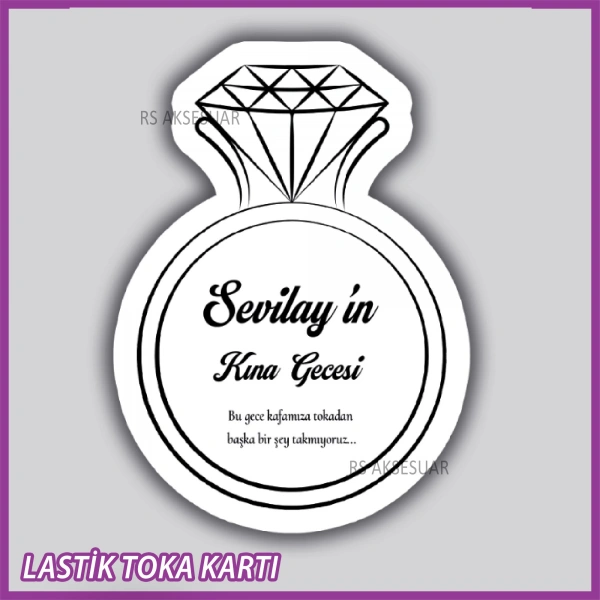 Tektaş Yüzüklü Lastik Toka Kartı -Nikah, Nişan, Kına Hatırası - rs5532