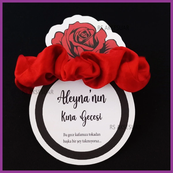 Güllü Yüzük Lastik Toka Kartı -Nikah, Nişan, Kına Hatırası - rs5531
