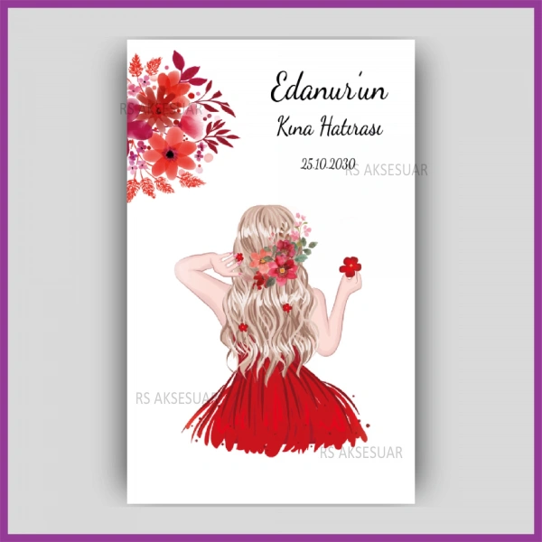 Hediyelik Halay Mendil Kartı - Kına Hatırası