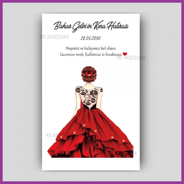 Hediyelik Halay Mendil Kartı - Kına Hatırası