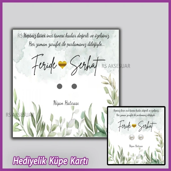 Hediyelik Küpe Kartı -Nikah, Nişan, Kına Hatırası