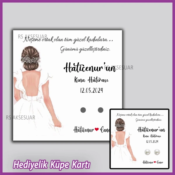 Hediyelik Küpe Kartı -Nikah, Nişan, Kına Hatırası