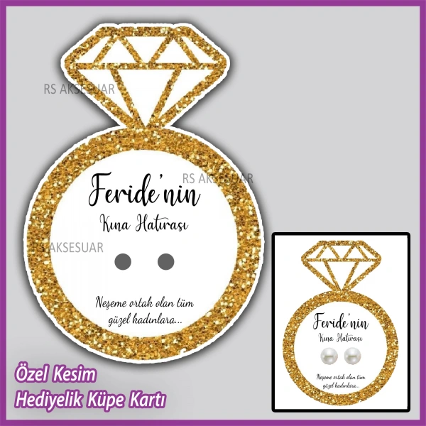 Hediyelik Küpe Kartı -Nikah, Nişan, Kına Hatırası